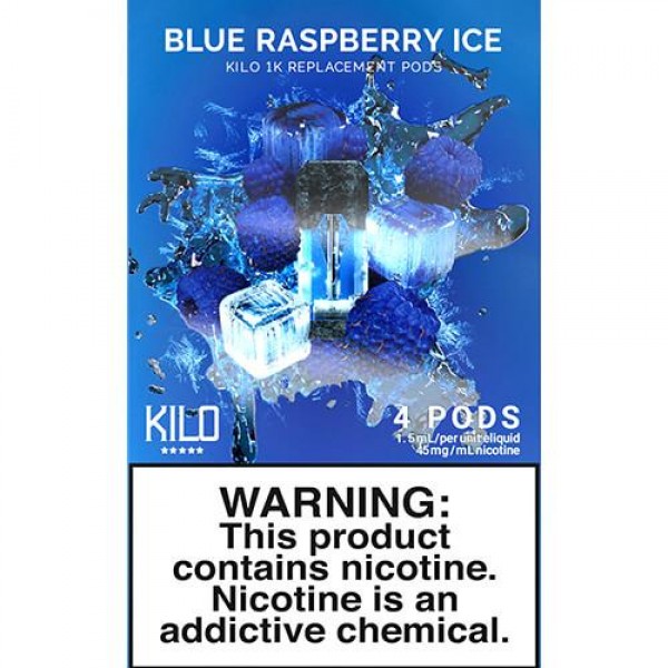 Kilo eLiquids 1K Vaporizer Device – Refill Pod – Blue Raspberry ICE (4 Pack) – 1.5ml / 45mg